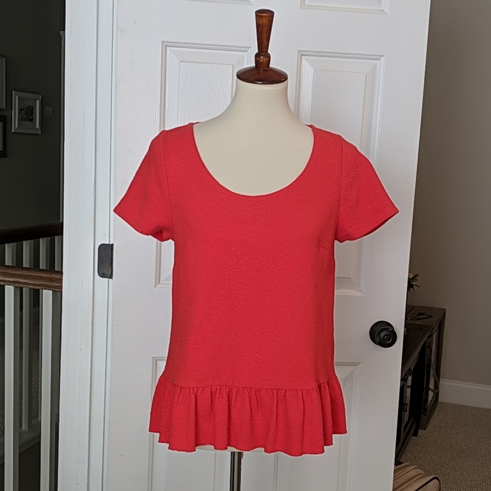 Anthropologie red shirt sleeve top